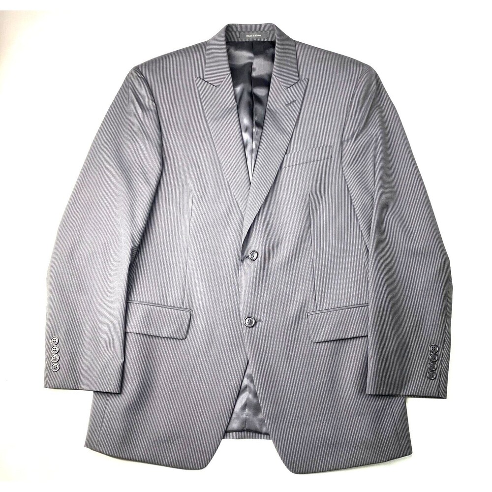 CALVIN KLEIN 100% Wool Grey PINSTRIPE BLAZER! 2 Button Suit Jacket EUC 38R